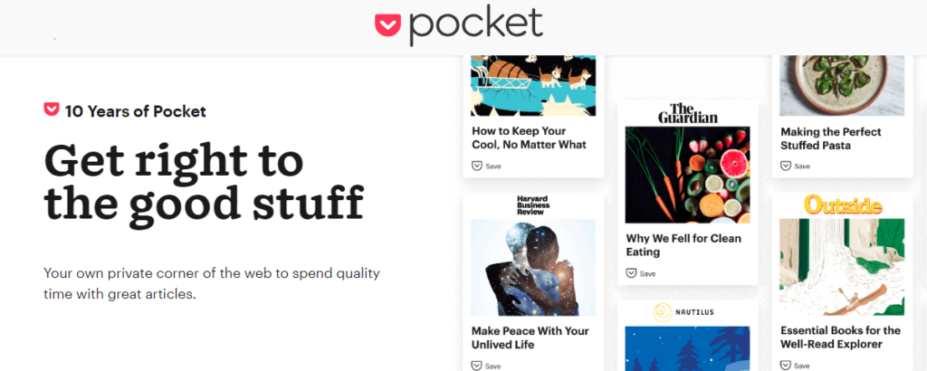 Pocket - Website Page