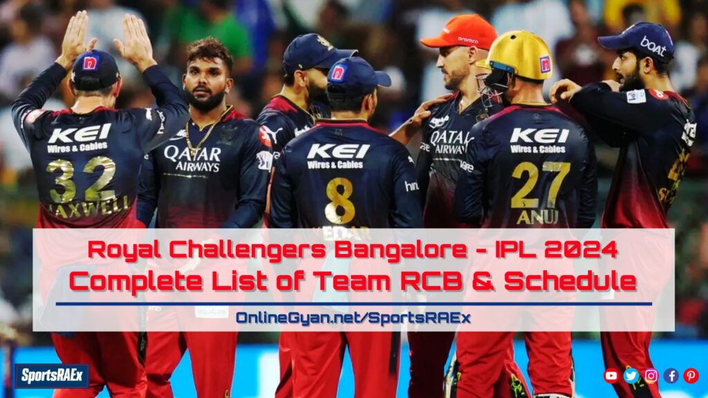 IPL 2024 Royal Challengers Bangalore Squad and RCB Schedule 2024 - Can RCB Team Conquer the IPL 2024 League