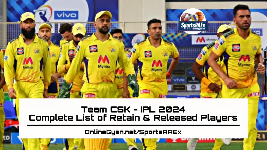 IPL 2024 - Team CSK Complete List of Retained,  Released & Target Players in IPL Action 2024.jpg